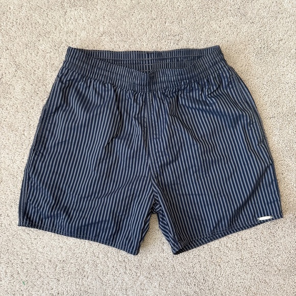 Sauvage California Swim Shorts | Blue Striped | Size S | 100% Nylon - Picture 2 of 10